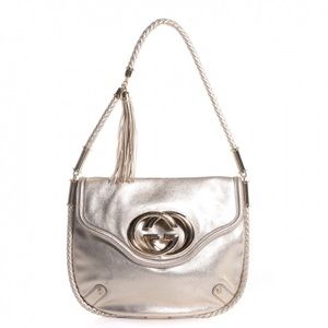 GUCCI Leather Medium Britt Tassel Shoulder Bag